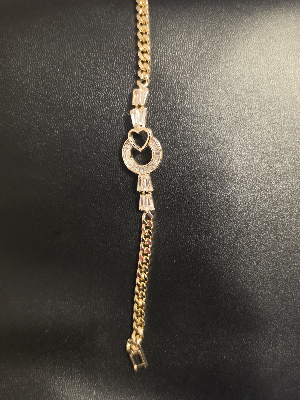 Elegant 14k Gold Over Sterling Silver Heart & Circle Women's Bracelet